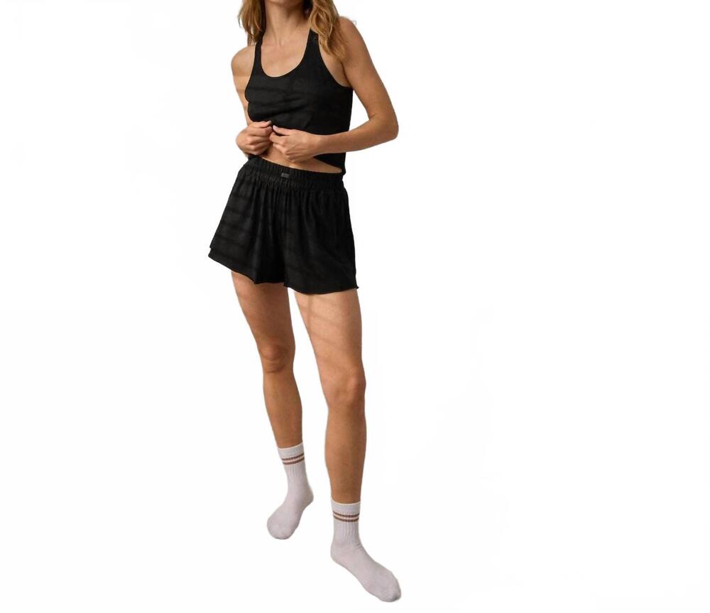 NEW LUNYA women's organic pima wide leg short in immersed black